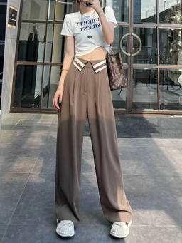 Off Duty India - Collar Belt Korean Baggy Pant-Coco Brown