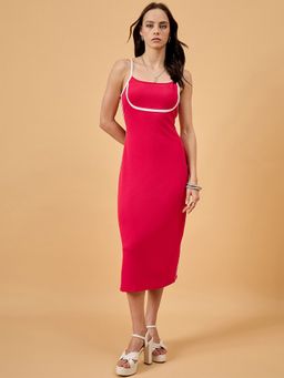 RARE - Women Pink Square Neck Dress