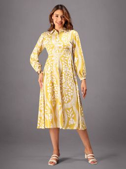 HELLCAT - Women Yellow Shirt Collar Dress
