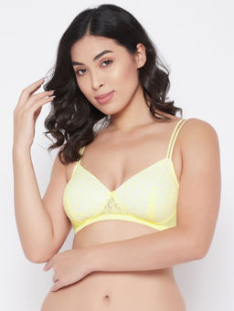 Clovia - Padded Non-Wired Full Cup Bra - Lace - Yellow