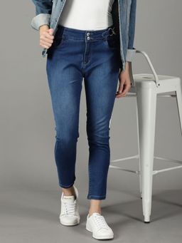 SHOWOFF - Women's Stretchable Clean Look Navy Blue Slim Fit Jeans