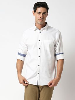Dragon Hill - White Herringbone Shirt With Pocket