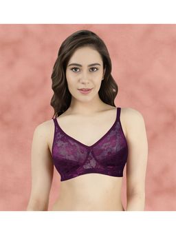Shyaway - Dark Purple Non Padded Wirefree Lace Bra