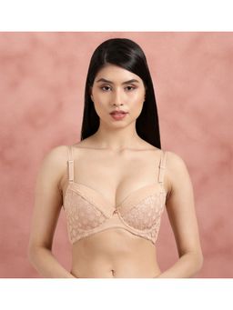 Shyaway - Apricot Lace Cut Work Padded Wired Bra