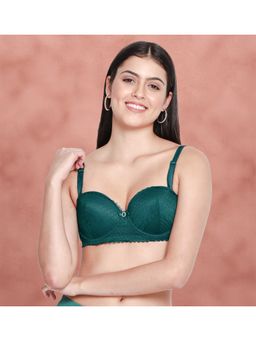 Shyaway - Deep Green Padded Wired Balconette Designer Bra