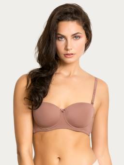 Zivame - Beautiful Basics Padded Wired 3/4Th Coverage Strapless Bra - Nutmeg