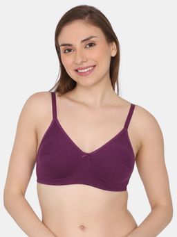 Zivame - Double Layered Non Wired 3/4Th Coverage T-Shirt Bra - Dark Purple