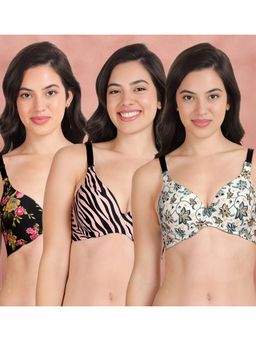 Shyaway - Broad Winged T-Shirt Bra Multiway Seamless Wired 3/4Th Coverage Bra (Pack of 3)