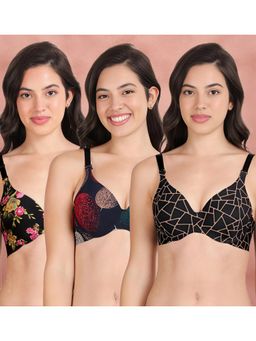 Shyaway - Broad Winged T-Shirt Bra Multiway Seamless Wired 3/4Th Coverage Bra (Pack of 3)