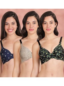 Shyaway - Broad Winged T-Shirt Bra Multiway Seamless Wired 3/4Th Coverage Bra (Pack of 3)