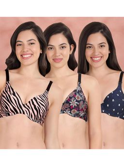Shyaway - Broad Winged T-Shirt Bra Multiway Seamless Wired 3/4Th Coverage Bra (Pack of 3)
