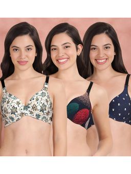 Shyaway - Broad Winged T-Shirt Bra Multiway Seamless Wired 3/4Th Coverage Bra (Pack of 3)
