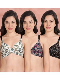 Shyaway - Broad Winged T-Shirt Bra Multiway Seamless Wired 3/4Th Coverage Bra (Pack of 3)