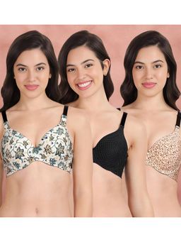 Shyaway - Broad Winged T-Shirt Bra Multiway Seamless Wired 3/4Th Coverage Bra (Pack of 3)