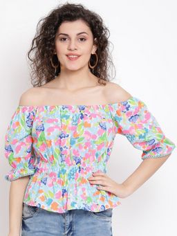 Oxolloxo - Rainbow Curve Peplum Women Top