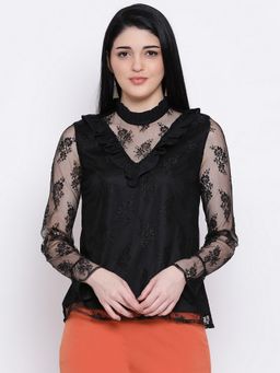 Oxolloxo - Black Class Frill Women Top