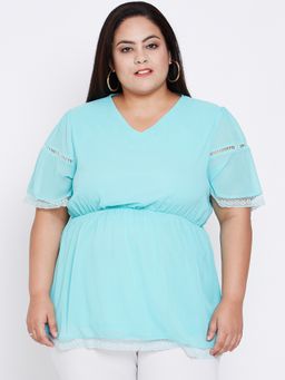 Oxolloxo - Sky Mary Lace Empire Plus Top