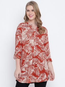 Oxolloxo - Rushed Rust Printed Causal Tunic