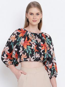 Oxolloxo - Delighted Dew Multicolour Women Crop Top