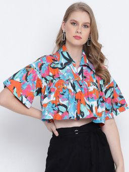 Oxolloxo - Groovey Acme Cool Multicolour Women Crop Top