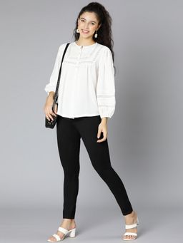 Oxolloxo - Cold White Laced Up Women Top