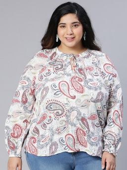 Oxolloxo - Decent Tropical Printed Multicolour Plus Size Women Top