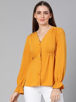 Oxolloxo - Waver Yellow Tie-Knot Women Top