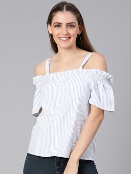 Oxolloxo - Stricken Stripes Print Strap Women Top