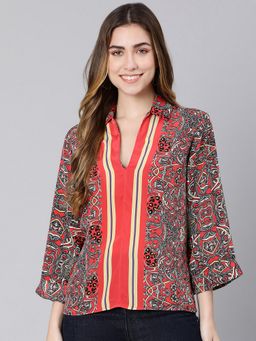 Oxolloxo - Razi Res Scarf Print Women Top