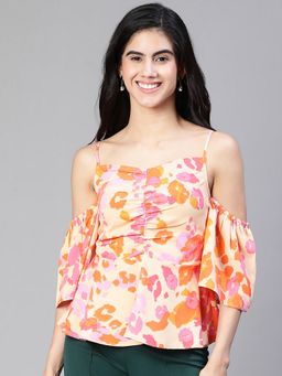 Oxolloxo - Women Multicolour Floral Print Cold Shoulder Strap Top