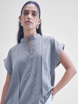 TOKYO TALKIES - Women Grey Solid Pleated Top
