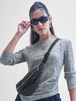 TOKYO TALKIES - Women Grey Multi Printed Cut Outs Top