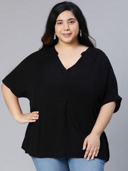 Oxolloxo - Black Bond Plain Women Plus Size Top