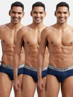 Jockey - 8037 Men Super Combed Cotton Solid Brief - Navy (Pack of 3)