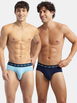 Jockey - Ny15 Men Cotton Elastane Solid Brief - Navy and Dusk Blue (Pack of 2)