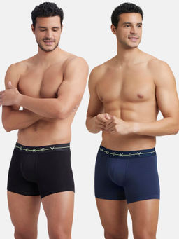 Jockey - Ny16 Men Cotton Elastane Solid Trunk - Navy and Black (Pack of 2)