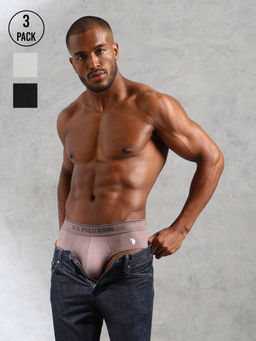 U.S. POLO ASSN. - Men Solid Low Rise Oeb15 Briefs (Pack of 3)