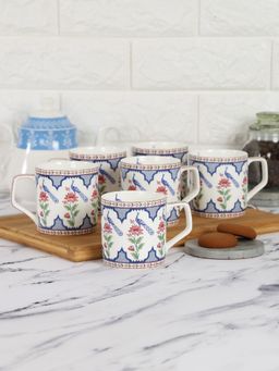 India Circus by Krsnaa Mehta - Chevron Perching Peacock Mug (Set of 6)