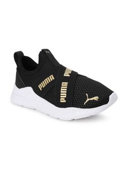 Puma - Wired Run Slip On Summer Ps Kids Black Casual Shoes