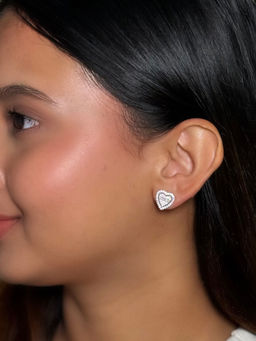 Tora - Women 925 Sterling Silver Heart Stud Earrings