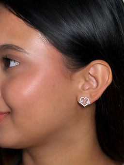Tora - Women 925 Sterling Silver Heart Shaped Stud Earrings