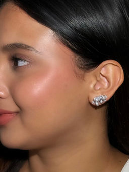 Tora - Women 925 Sterling Silver Frozen In Time Stud Earrings