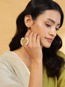 Fabindia - Women Metal White Pearl Adjustable Ring