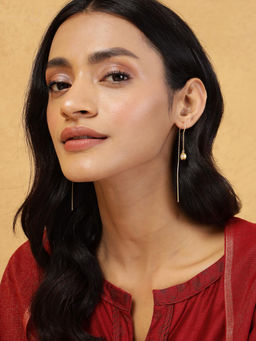 Fabindia - Women Metal White Pearl Dangler Earrings