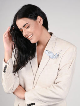 Odette - Women White Fabric Stone Studded Brooch