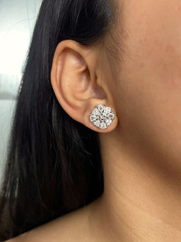 ISHKAARA - Women White Circular Ad Stone Stud Earrings