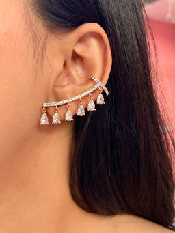 ISHKAARA - Women White Crystal Drop Ear Cuff