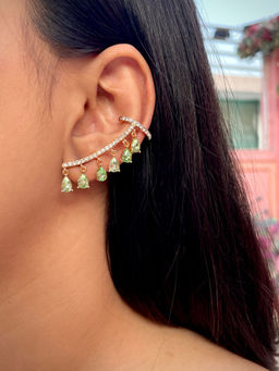 ISHKAARA - Women Green Crystal Drop Ear Cuff