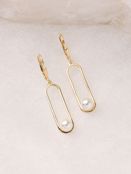 Ornate Jewels - 925 Silver 2 Micron 18K Gold Plated Round Shell Pearl Dangle Earring for Women & Girls