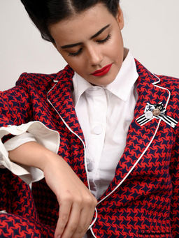 Odette - Women Black and White Metal Brooch